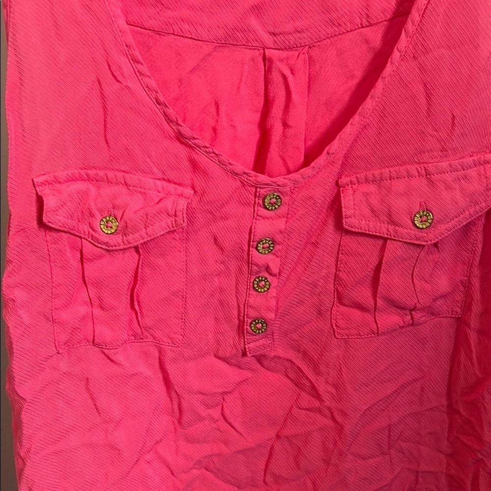 Pink Sleeveless Tank Top with Scoop Neckline - Picture 4 of 4
